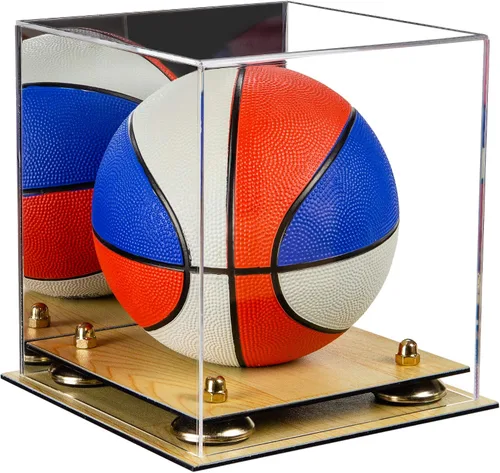 Vista 43 de Better Display Cases Mini acrílico - Miniatura (no tamaño completo) Baloncesto vitrina con elevadores negros y espejo (A015-BR)