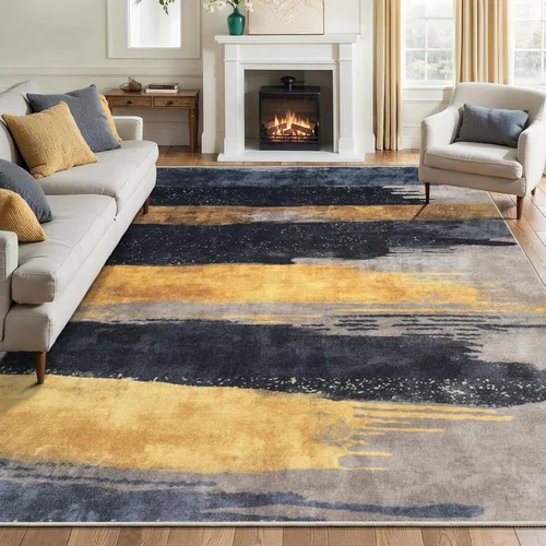Vista 55 de Ciicool Alfombra moderna abstracta de 2 x 3 pulgadas, lavable, pequeña, antideslizante, de pelo bajo, alfombra de entrada plegable para cocina