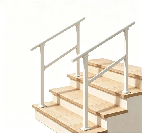 Vista 28 de Metty - Barandillas metálicas de 3 escalones para escalones al aire libre Blanco