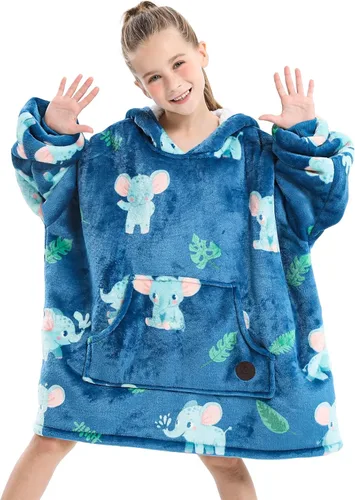 Vista 15 de THREE POODLE - Manta con capucha portátil para mujeres, sudadera con capucha de sherpa de gran tamaño para adultos hombres, mantas con capucha
