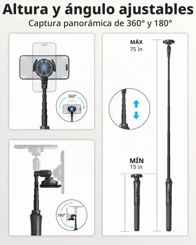 Vista 4 de UBeesize Trípode magnético de 72 pulgadas para iPhone con control remoto, soporte extensible para teléfono celular, compatible con MagSafe, trípode