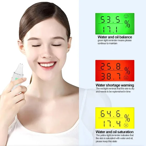 Vista 7 de Analizador de piel Analizador de aceite de piel, Mini medidor portátil Pantalla LCD Digital, Detector de aceite de agua para el cuidado de la piel