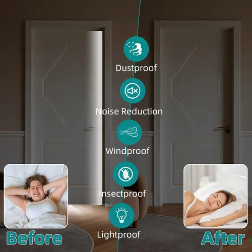 Vista 4 de 2 piezas × 26 pies de burletes para puertas en forma de V, tira de sellado de puerta, espuma autoadhesiva para aislamiento de puertas, burletes