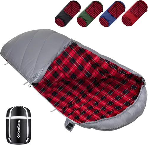 Vista 11 de KingCamp Sleeping Bag for Adults Big & Tall 100% Flannel Sleeping Bag XL Portable Waterproof Sleeping Bag for Camping Backpacking Hiking Travel