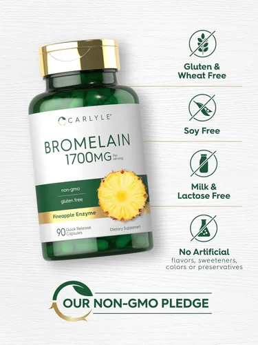 Vista 5 de Carlyle Bromelain 1700 mg 90 cápsulas Suplemento de enzima de piña Sin OMG y sin gluten