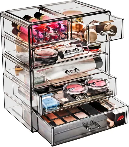 Vista 17 de Sorbus Cosmetics - Cosmetiquero grande para maquillaje y joyas; elegante para colocar sobre el tocador o en el baño