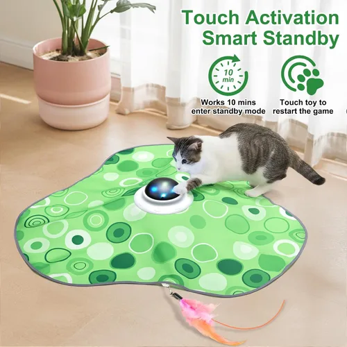 Vista 3 de Juguete interactivo para gatos, juguetes para gatos de interior, activado por el tacto, recargable por USB, pluma móvil, para todas las razas, gatos