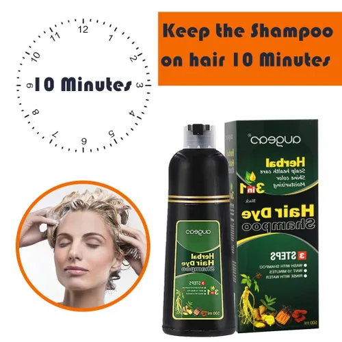 Vista 4 de AUGEAS - Champú permanente para el cabello negro de 16.9 fl oz, 3 en 1, champú orgánico natural de coloración rápida para hombres y mujeres