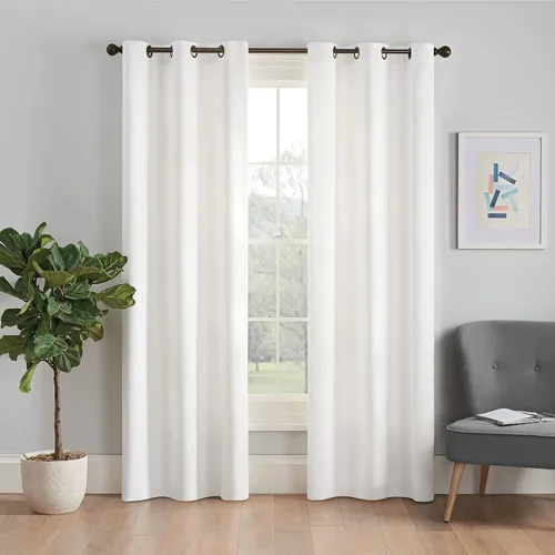 Vista 2 de ECLIPSE Cortina de ventana con ojales de microfibra de privacidad total opaca térmica para dormitorio (1 panel), 42" x 95", blanco