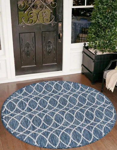 Vista 27 de Unique Loom Outdoor Trellis Collection - Alfombra de área (10 pies, redonda, verde/marfil)