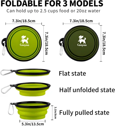 Vista 56 de COOYOO Cuenco plegable para perros, paquete de 2 cuencos plegables para agua para perros y gatos, plato portátil para alimentación de mascotas