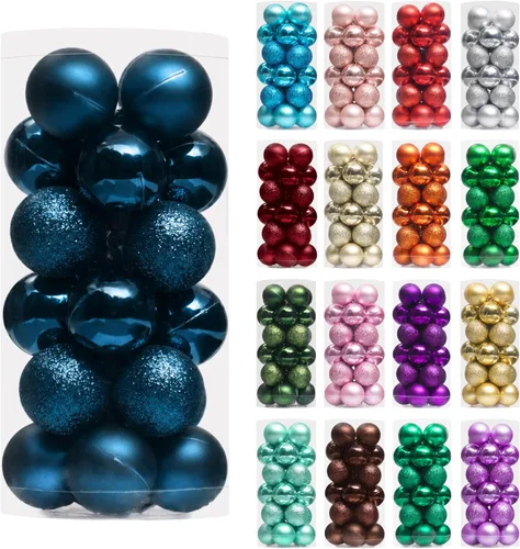 Vista 34 de XmasExp Juego de 24 mini esferas de Navidad inastillables para bolas de árbol de Navidad, 1.18 pulgadas (negro)