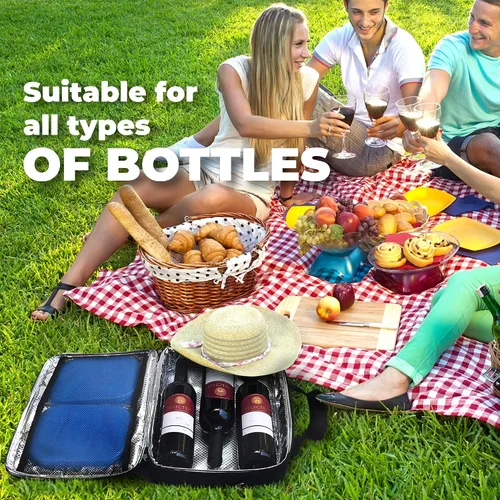 Vista 6 de Red Suricata Hielera delgada aislada, ultrafina, plana, pequeña bolsa de almuerzo para 10 latas de bebidas, 2 paquetes de hielo reutilizables Negro