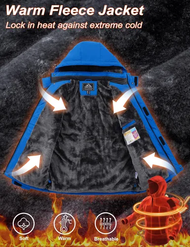 Vista 3 de MAGCOMSEN - Abrigos de invierno para hombre, impermeables, con forro polar, parka, con capucha, para esquiar, senderismo, trabajo