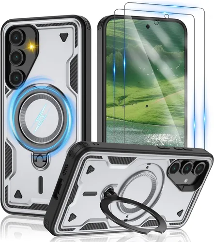 Vista 13 de Gritup fro Funda para Google Pixel 9A, funda protectora magnética de grado militar compatible con Mag-Safe, 2 protectores de pantalla HD, soporte
