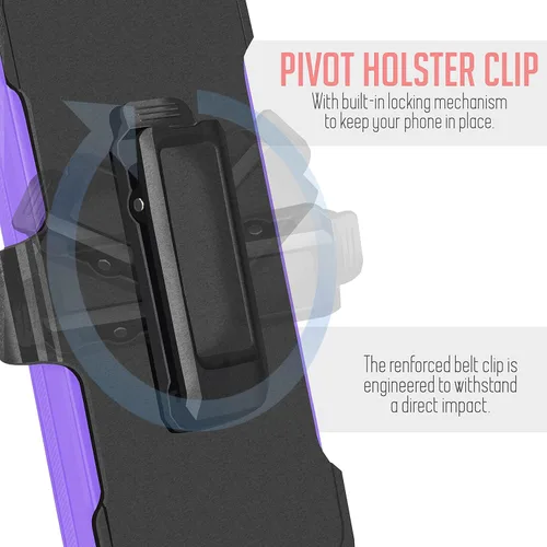Vista 5 de Funda diseñada para Samsung Galaxy S21 FE, protección de cuerpo completo, resistente clip para cinturón, funda resistente con protector de pantalla