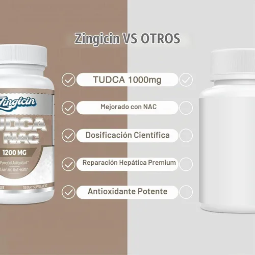 Vista 3 de TUDCA con suplemento NAC 1200mg - 60 cápsulas, 1 paquete