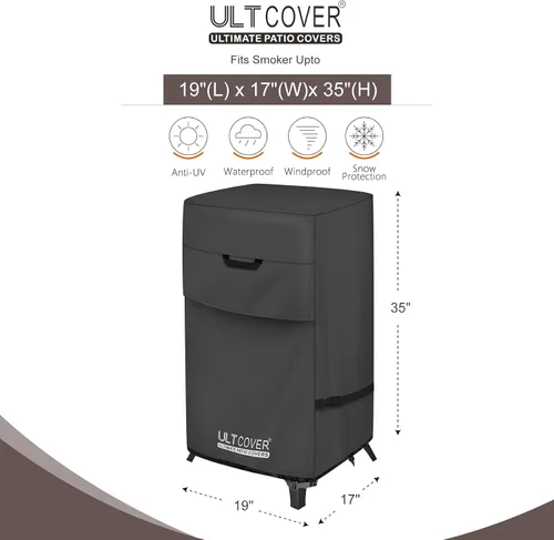 Vista 2 de ULTCOVER Cubierta vertical impermeable para ahumador eléctrico de 30 pulgadas para la mayoría de los ahumadores cuadrados de gas propano de hasta 19