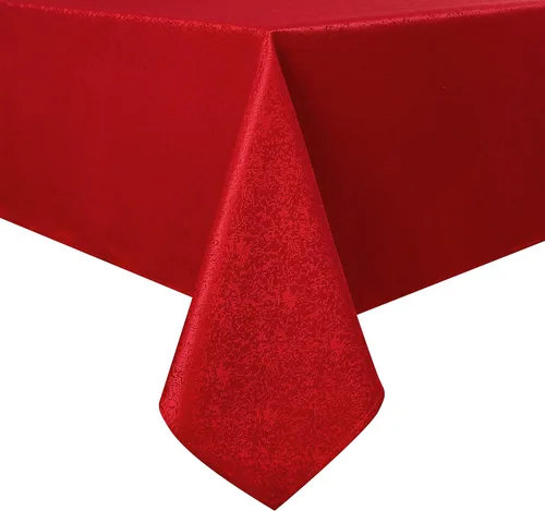 Vista 10 de Mantel rectangular de jacquard crema de 54 x 84 pulgadas, resistente al agua y sin arrugas, para exteriores, interiores, fiestas, bodas, comedor