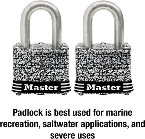 Vista 2 de Master Lock 3SST Candado de acero inoxidable para exteriores con llave, paquete de 2 llaves iguales