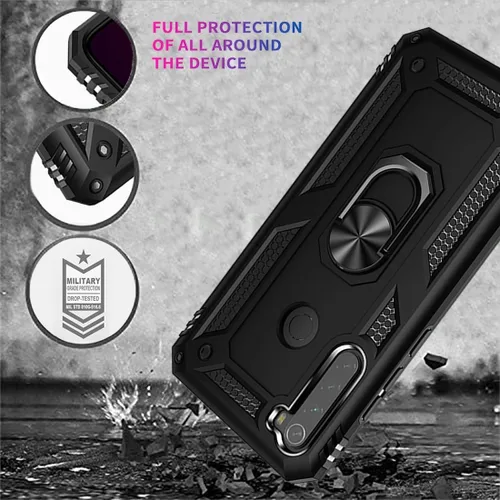 Vista 7 de Funda para Redmi Note 8 (2019/2021) M1908C3JH con protector de pantalla de vidrio templado, [grado militar] [anillo de metal] [soporte magnético]