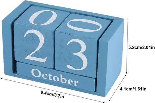 Vista 2 de Yosoo Health Gear Calendario de escritorio con fecha cambiable diaria, calendario perpetuo vintage de madera para uso en una cafetería, restaurante