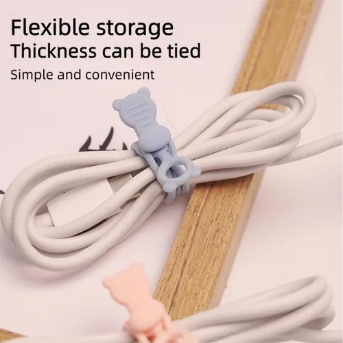 Vista 5 de 10 bridas de silicona reutilizables, correas de alambre elásticas autoadhesivas para gestión de cables, organizador para cables de auriculares