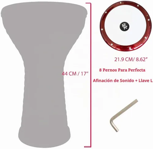 Vista 4 de La Darbuka Doumbek de Estilo Egipcio de 17 Pulgadas de Zaza Percussion (Negra)