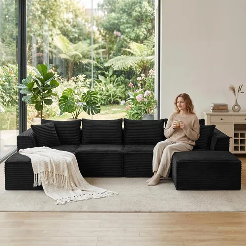Vista 10 de Sofá modular modular de 107 pulgadas, moderno sofá seccional Cloud con asiento profundo, sofá deshuesado en forma de L con diván para sala de estar