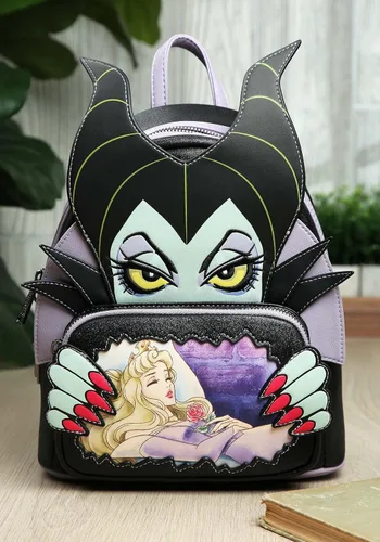 Vista 2 de Loungefly Disney Villains Scene Maléfica Bella Durmiente Mujer Doble Correa Bolsa de Hombro Bolso, Multi