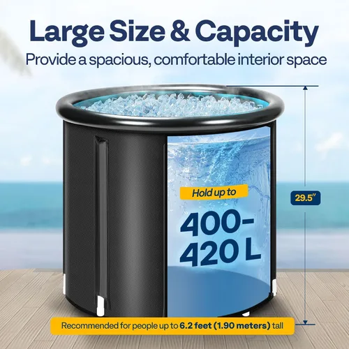 Vista 4 de VIVOHOME Bañera de hielo para atletas y amantes del fitness, bañera de inmersión fría portátil de 33.5 pulgadas de diámetro para terapia