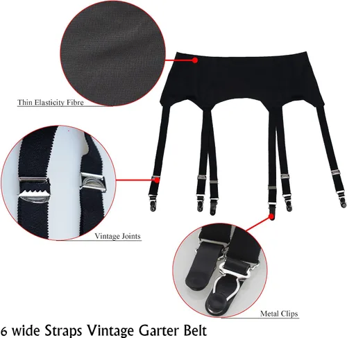 Vista 2 de TVRtyle Hebillas de metal de talla grande, 6 correas anchas, sexy para mujer, sin costuras, liguero para medias S504R