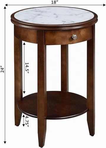 Vista 3 de Convenience Concepts American Heritage Baldwin - Mesa auxiliar con cajón, mármol blanco / espresso