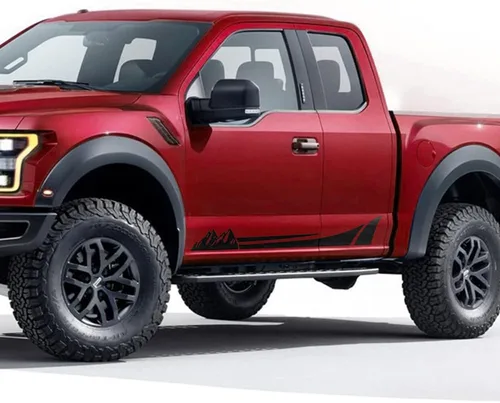 Vista 4 de 2 calcomanías de vinilo con diseño de rayas deportivas para Ford F150 Series 2009-2022 (negro brillante)