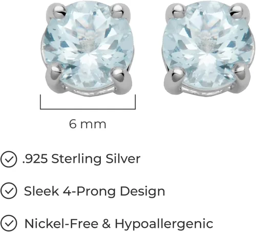 Vista 50 de Amazon Essentials Aretes redondos de plata de ley con piedra natal (anteriormente colección Amazon)