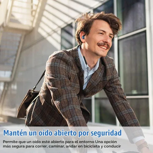 Vista 5 de Auriculares individuales estéreo a mono con cable con micrófono y control
