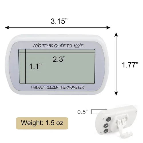 Vista 5 de AEVETE Termómetro digital impermeable para refrigerador con pantalla LCD grande, termómetro de sala de congelador con parte trasera magnética, sin