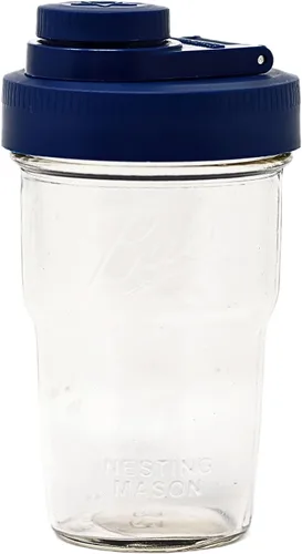 Vista 13 de Brewing America Tarro anidable con tapa para beber como taza de viaje, 1 pinta (16 onzas) con tapa negra en botella de boca ancha, tarro Mason Negro