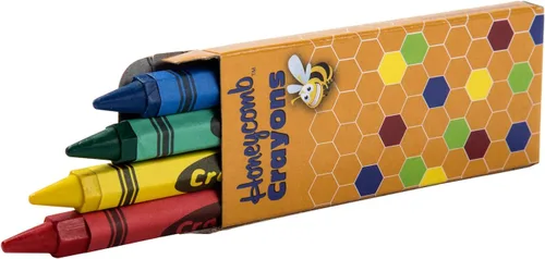 Vista 2 de AmerCare Royal - Crayones de panal no tóxicos para niños, 4 colores en caja individual, colores surtidos para restaurantes familiares, aulas