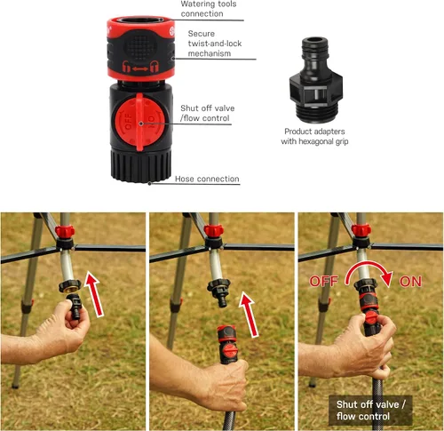 Vista 7 de Eden 94152 PRO - Trípode telescópico de peso pesado (5.37 libras) Aspersor de accionamiento turbo multipatrón, con kit de inicio de conexión rápida