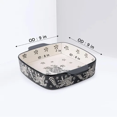 Vista 4 de Fuente para Hornear de Cerámica Molde para Brownies Molde para Hornear 9x9 Fuente para Guisos Molde para Lasaña Cuadrado Rosa Juegos de Utensilios
