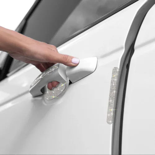 Vista 8 de Juego de calcomanías reflectantes para manija de puerta, universal, para espejo retrovisor lateral, protector de seguridad resistente a