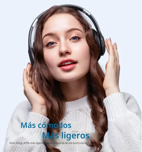 Vista 6 de Auriculares Bluetooth sobre la oreja, 60 horas de reproducción, plegables, inalámbricos, Bluetooth Hi-Fi estéreo de graves profundos con 6 modos