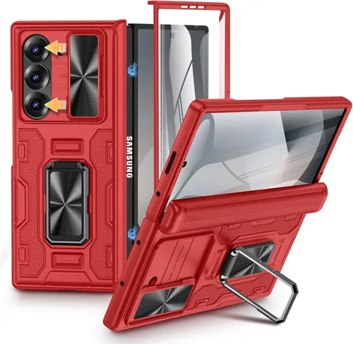 Vista 29 de VEGO Funda para Galaxy Z Fold 4 con Cubierta de Cámara Deslizante y Protección de Bisagra Funda con Protector de Pantalla Soporte Magnético de 360°