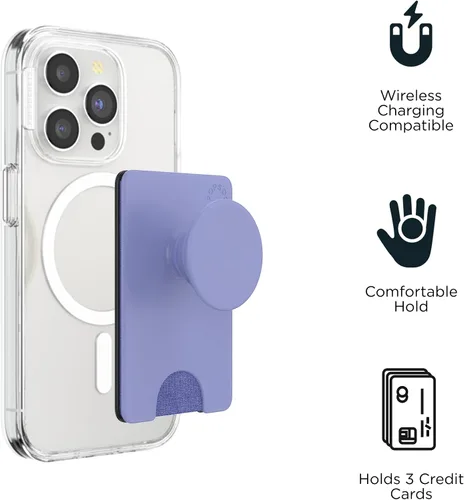 Vista 3 de PopSockets - Cartera para teléfono MagSafe con agarre, color bígaro Azul lavanda oscuro
