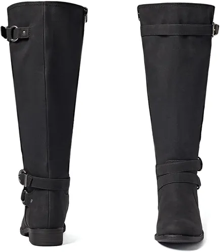 Vista 4 de Botas altas hasta la rodilla para mujer, elegantes y cómodas, con punta redonda, cierre de cremallera lateral, para otoño e invierno para mujer