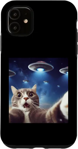 Vista 5 de Funda clásica para iPhone 15 con diseño de gato alienígena