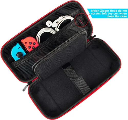 Vista 4 de Daydayup Funda para Switch y protector de pantalla de vidrio templado compatible con Nintendo Switch - Funda de transporte de viaje de lujo rígida