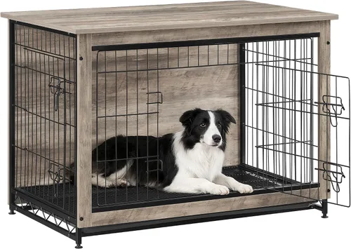 Vista 15 de Feandrea Mueble de Jaula para Perros, Mesa Auxiliar Lateral de 27.2 Pulgadas, Perrera Moderna para Perros en Interior hasta 30 lb, Jaula para Perros