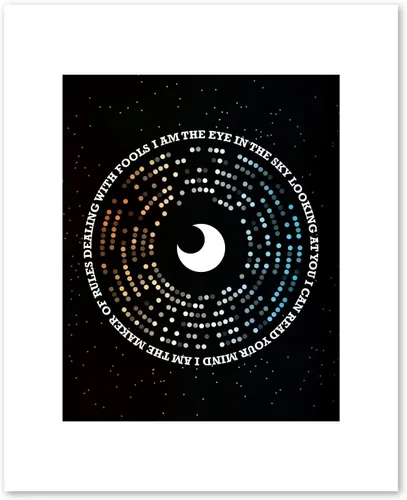 Vista 5 de Ojo en el cielo - Cita de música canción letra visual ilustración impresión